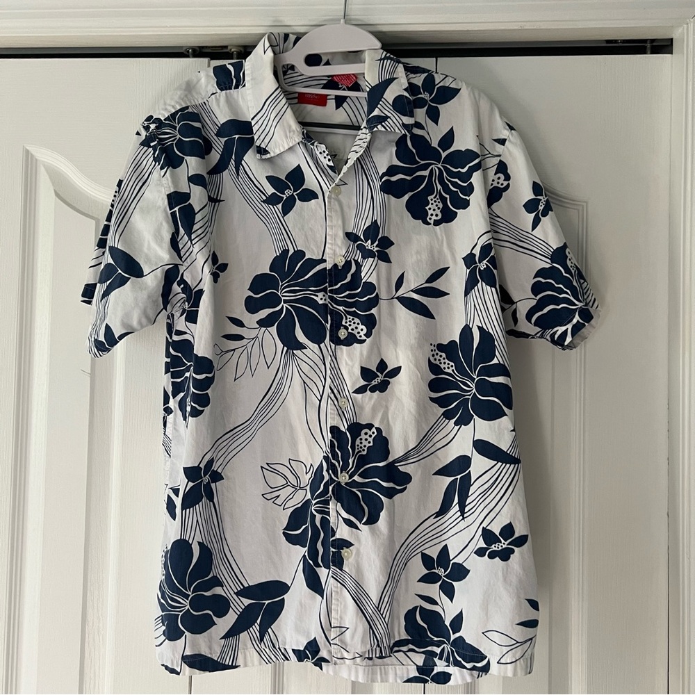 Vintage Mossimo Men's Blue Floral Shirt Size Large